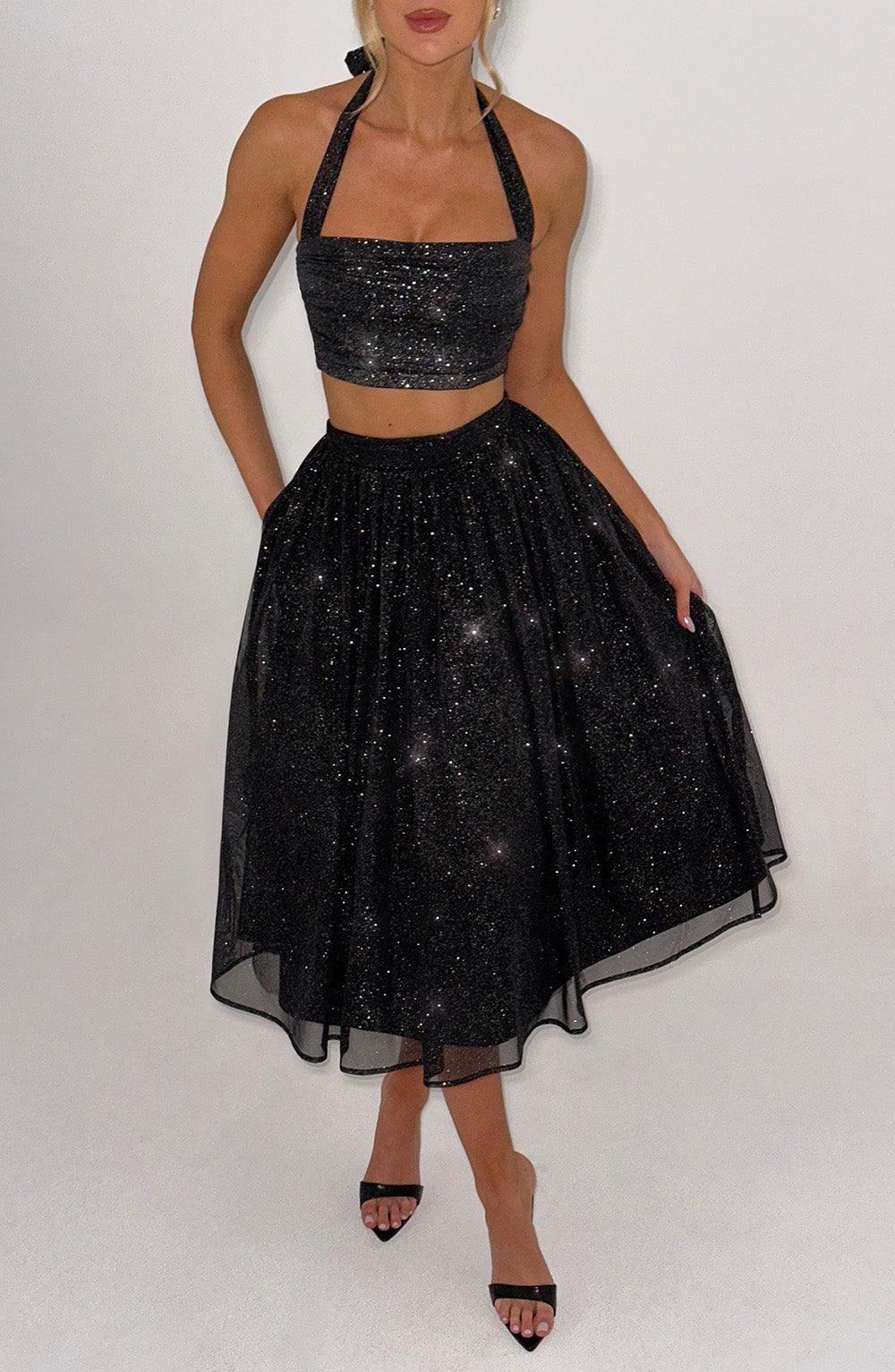 Alani_Midi_Skirt_Black_Sparkle_Giogiodresses