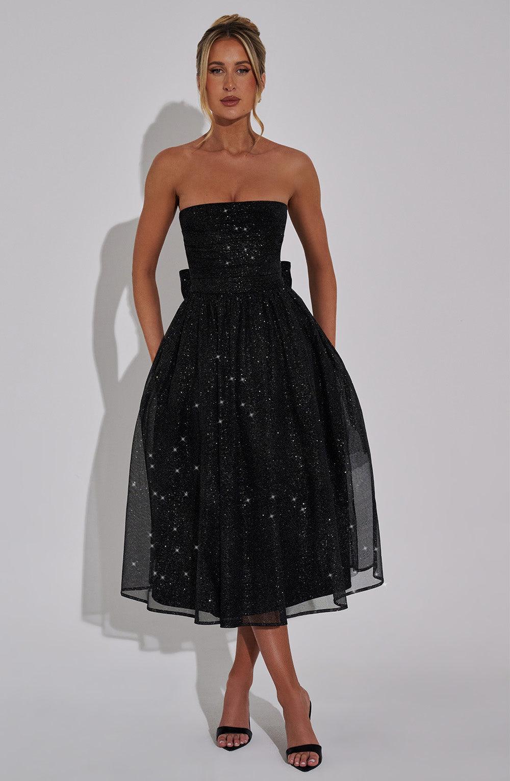 Marissa Midi Dress - Black Sparkle